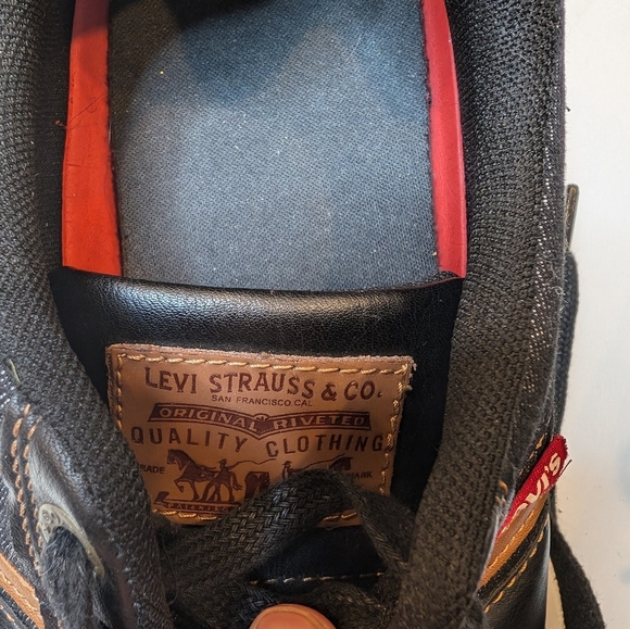 Levi’s Men’s Size 10.5 Lace-up Dark Denim & Caramel Brown Leather Shoe - Picture 6 of 6